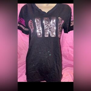 Victoria’s Secret Purple Silver Sequin Bling T-Shirt Size XS